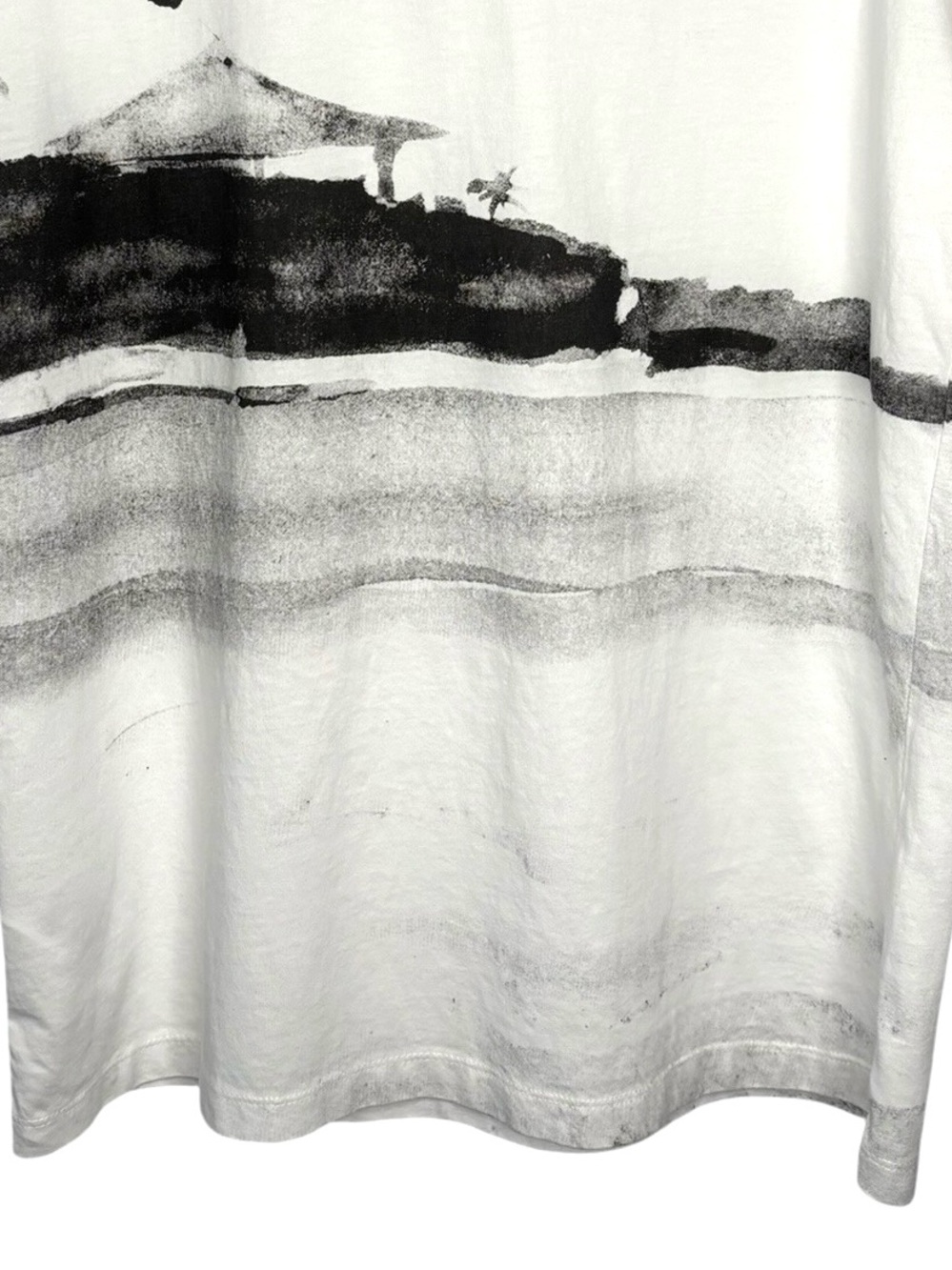 Desigual White Polo with Black Monochrome‎ Landscape Print Cotton NWOT Small - Picture 6 of 6